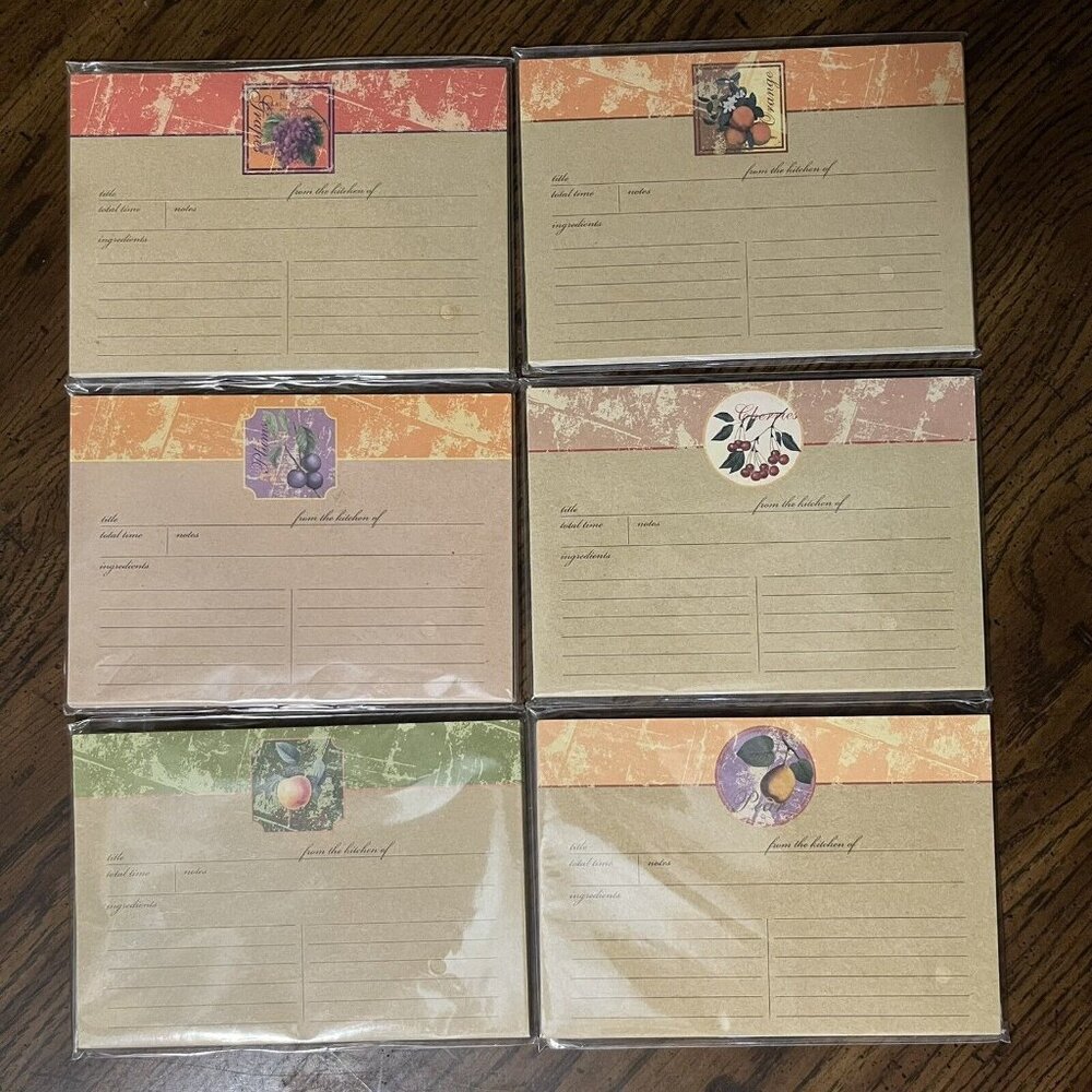 Michaels Blank Fruitful Harvest Fruit Recipe Cards Lot of 6 Packs 108 Total NOS